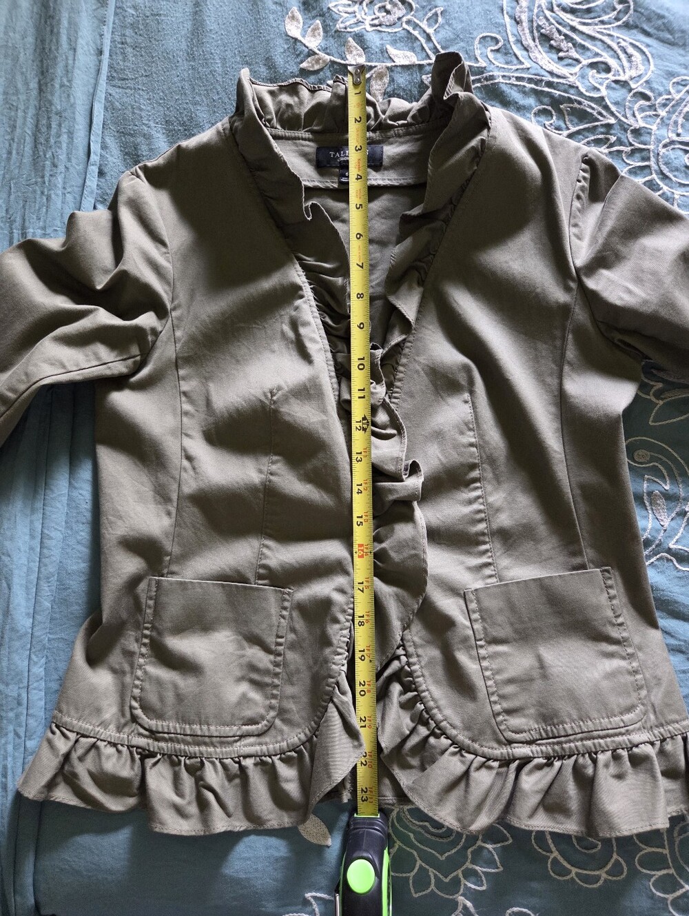 Talbots Olive Army Ruffle Jacket - Picture 7 of 11